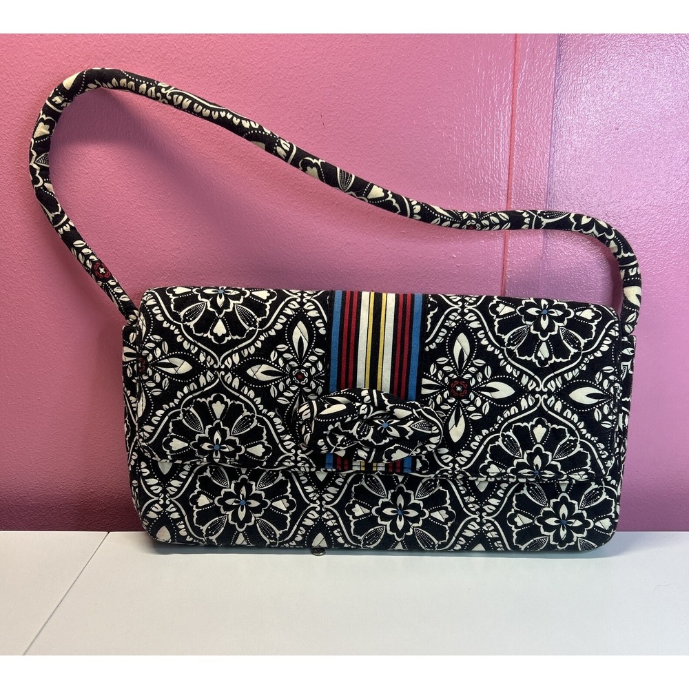 Vera Bradley "Knot Just A Clutch" Barcelona Purse Shoulder Bag Black/White